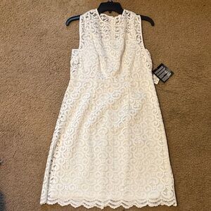 Nine West Elegant White Lace Sleeveless Dress